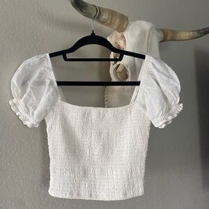 Scrunchy white off the shoulder or not top. Super cute